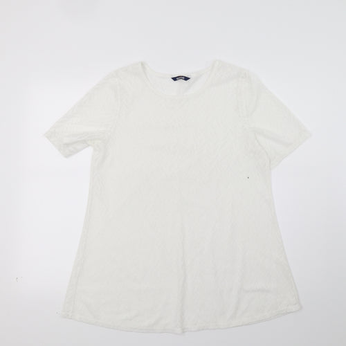 Ruifine Womens White   Tunic T-Shirt Size M