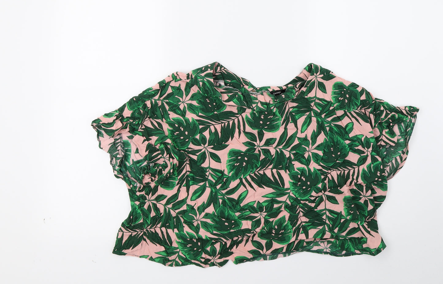George Womens Green Floral  Cropped Blouse Size 22