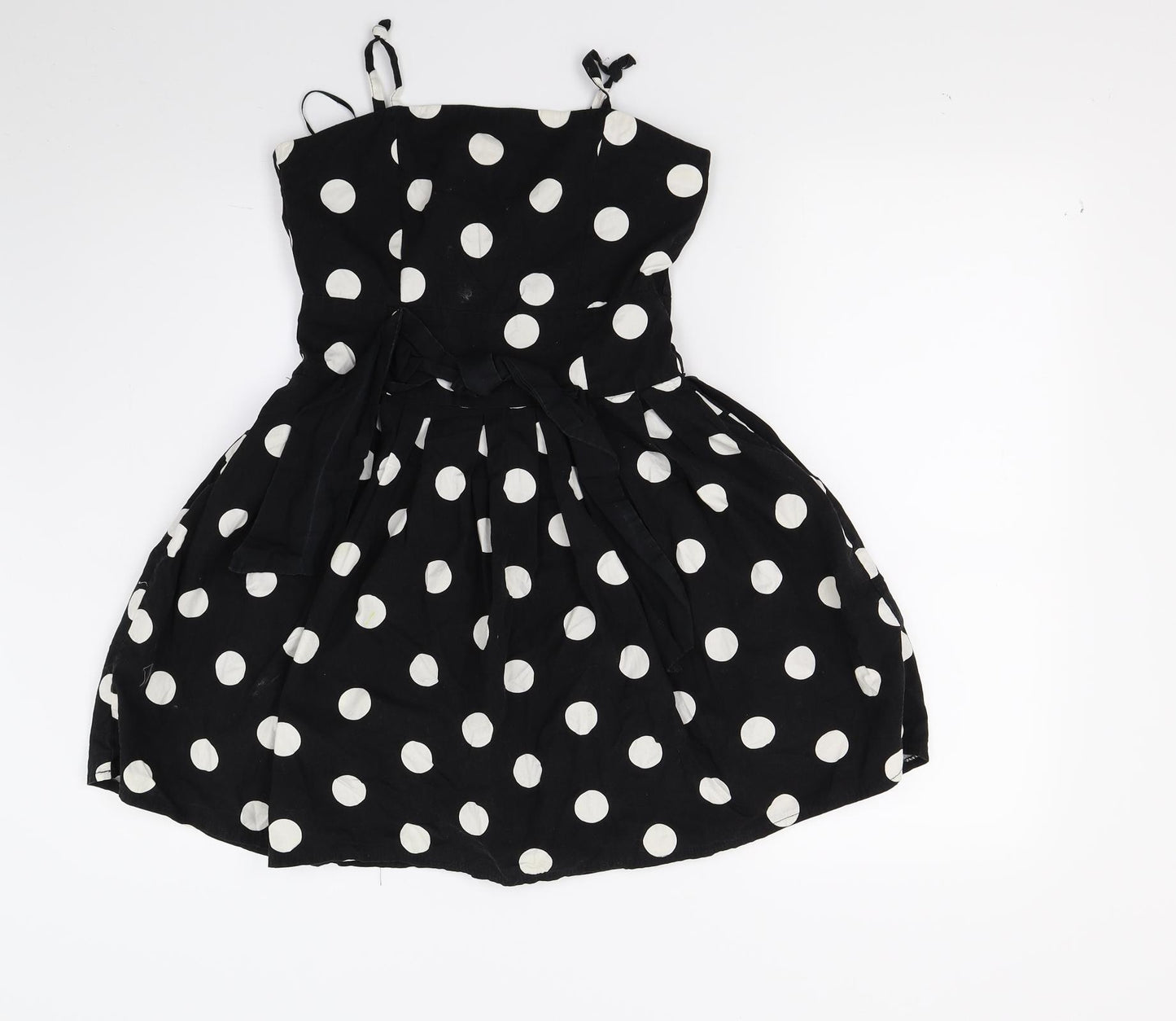 Kylie Girls Black Polka Dot  Fit & Flare  Size 11-12 Years