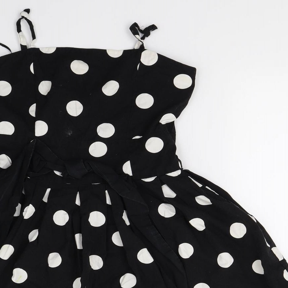 Kylie Girls Black Polka Dot  Fit & Flare  Size 11-12 Years