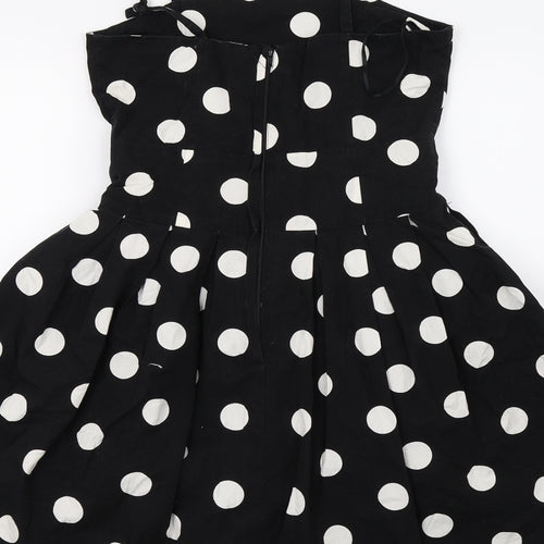 Kylie Girls Black Polka Dot  Fit & Flare  Size 11-12 Years