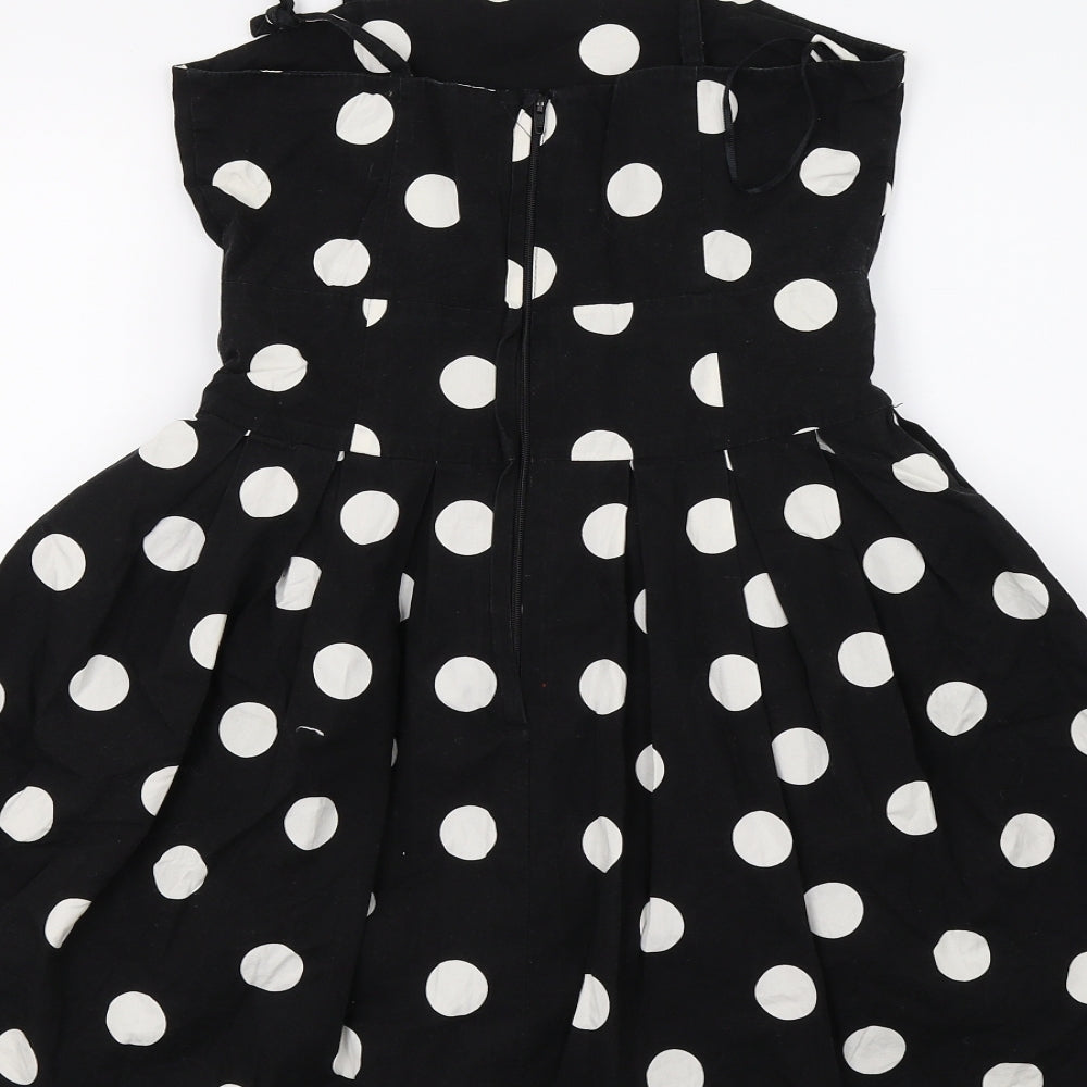 Kylie Girls Black Polka Dot  Fit & Flare  Size 11-12 Years