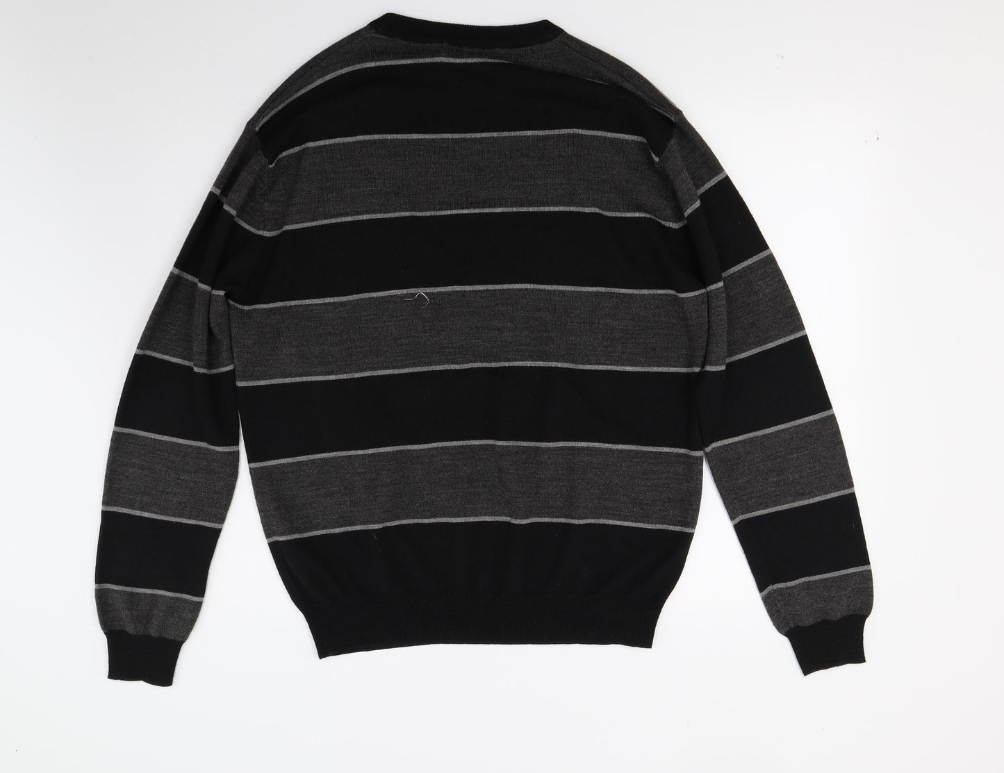 Pierre Cardin Mens Black Striped Knit Pullover Jumper Size XL