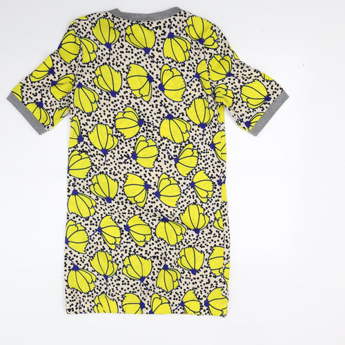Fruity Fever Womens Yellow Floral  A-Line  Size S