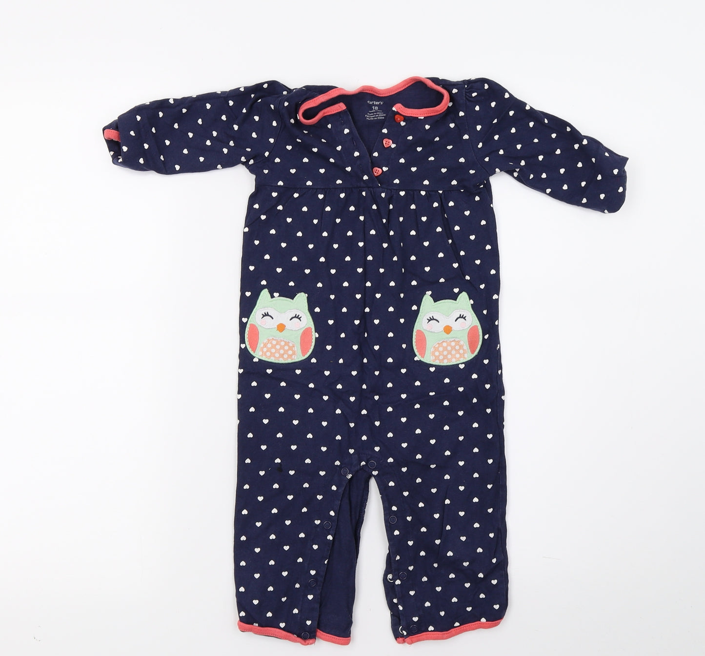 Carters Baby Blue   Babygrow One-Piece Size 18 Months  - Heart print