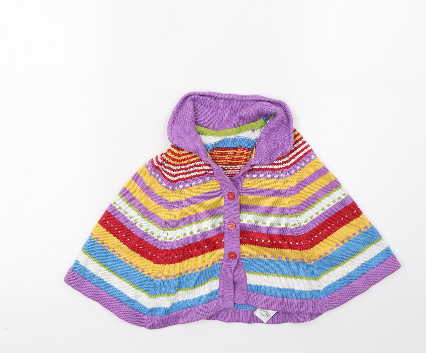 Marks and Spencer Girls Multicoloured Striped Knit Jacket Poncho Size 2 Years