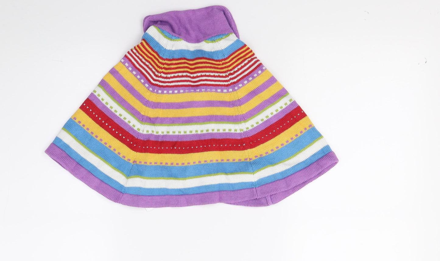 Marks and Spencer Girls Multicoloured Striped Knit Jacket Poncho Size 2 Years