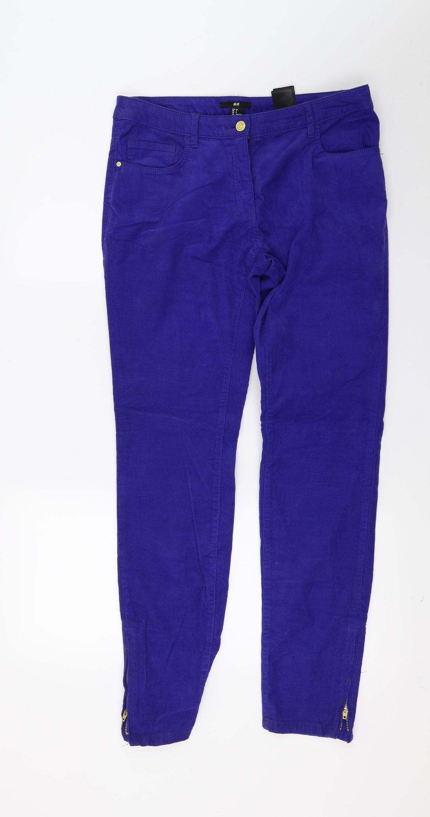 H&M Womens Blue  Corduroy Skinny Jeans Size 10 L27 in