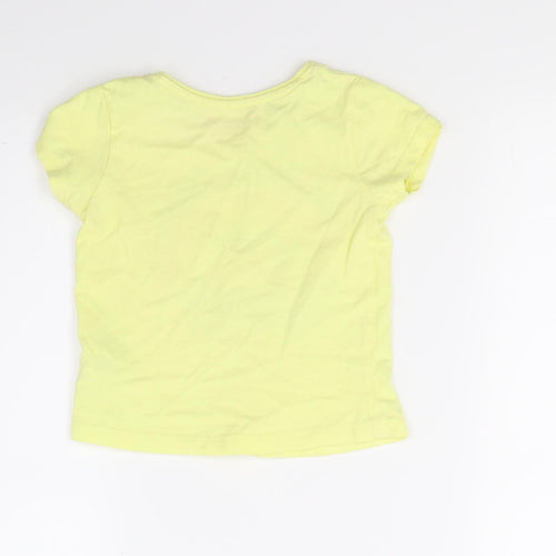 Primark Girls Yellow   Basic T-Shirt Size 2-3 Years  - Rainbows