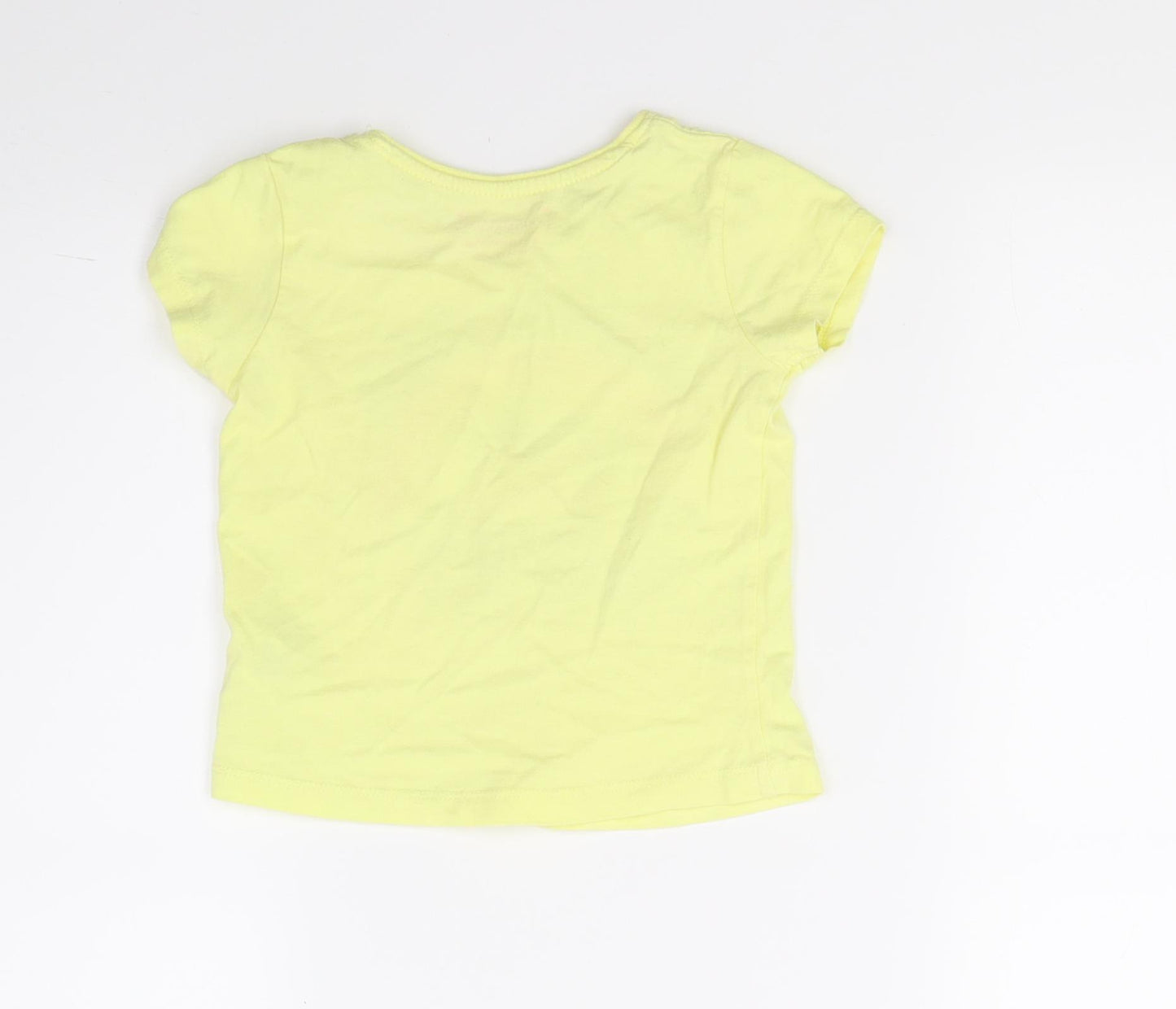 Primark Girls Yellow   Basic T-Shirt Size 2-3 Years  - Rainbows