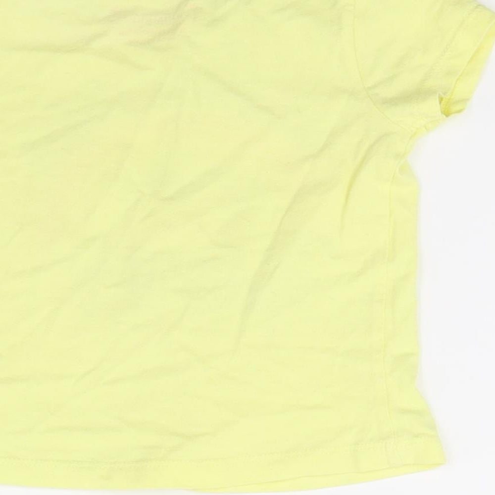 Primark Girls Yellow   Basic T-Shirt Size 2-3 Years  - Rainbows