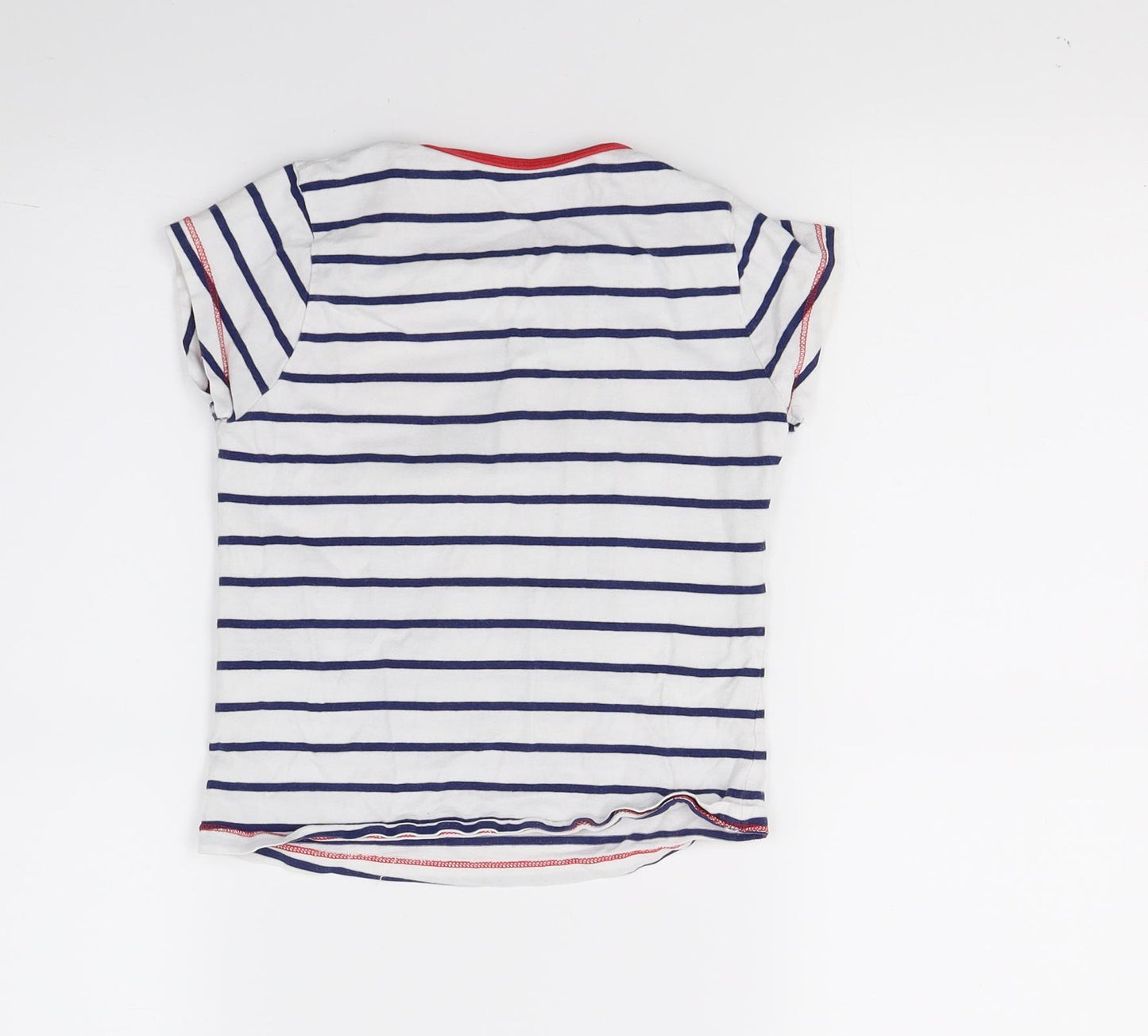 George Girls White Striped  Basic T-Shirt Size 7-8 Years  - Flour pots