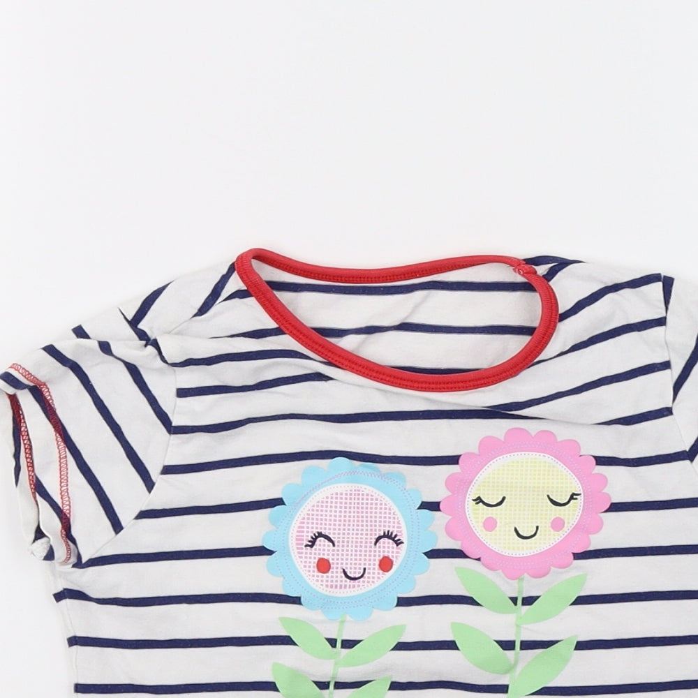 George Girls White Striped  Basic T-Shirt Size 7-8 Years  - Flour pots