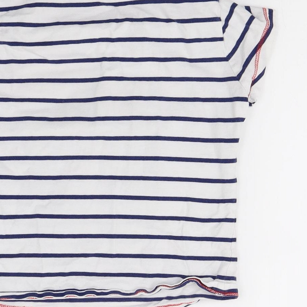 George Girls White Striped  Basic T-Shirt Size 7-8 Years  - Flour pots