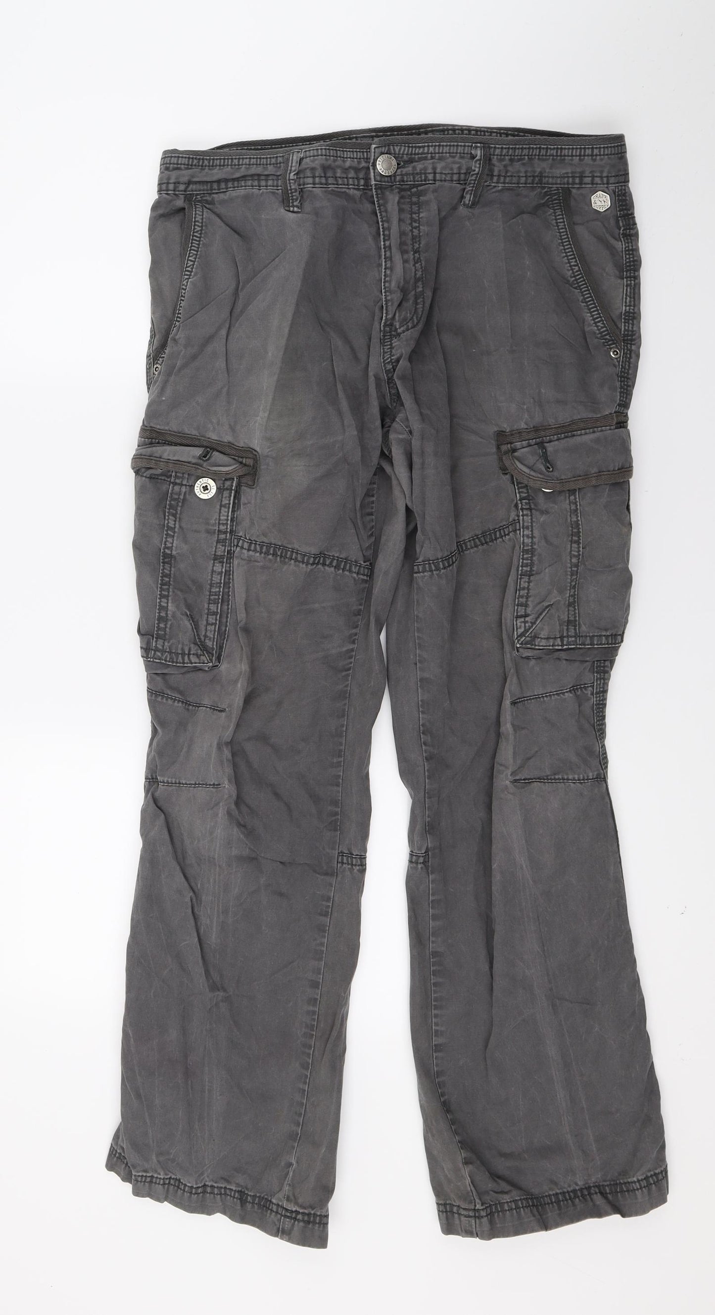 F&F Mens Grey   Cargo Trousers Size 32 L30 in