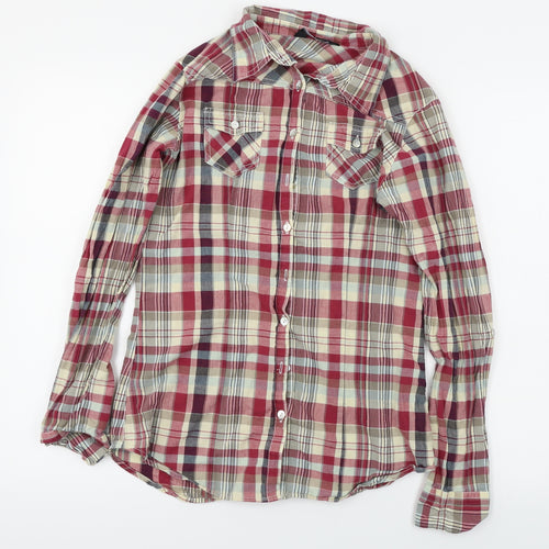 Dorothy Perkins  Womens Red Check  Basic Button-Up Size 10