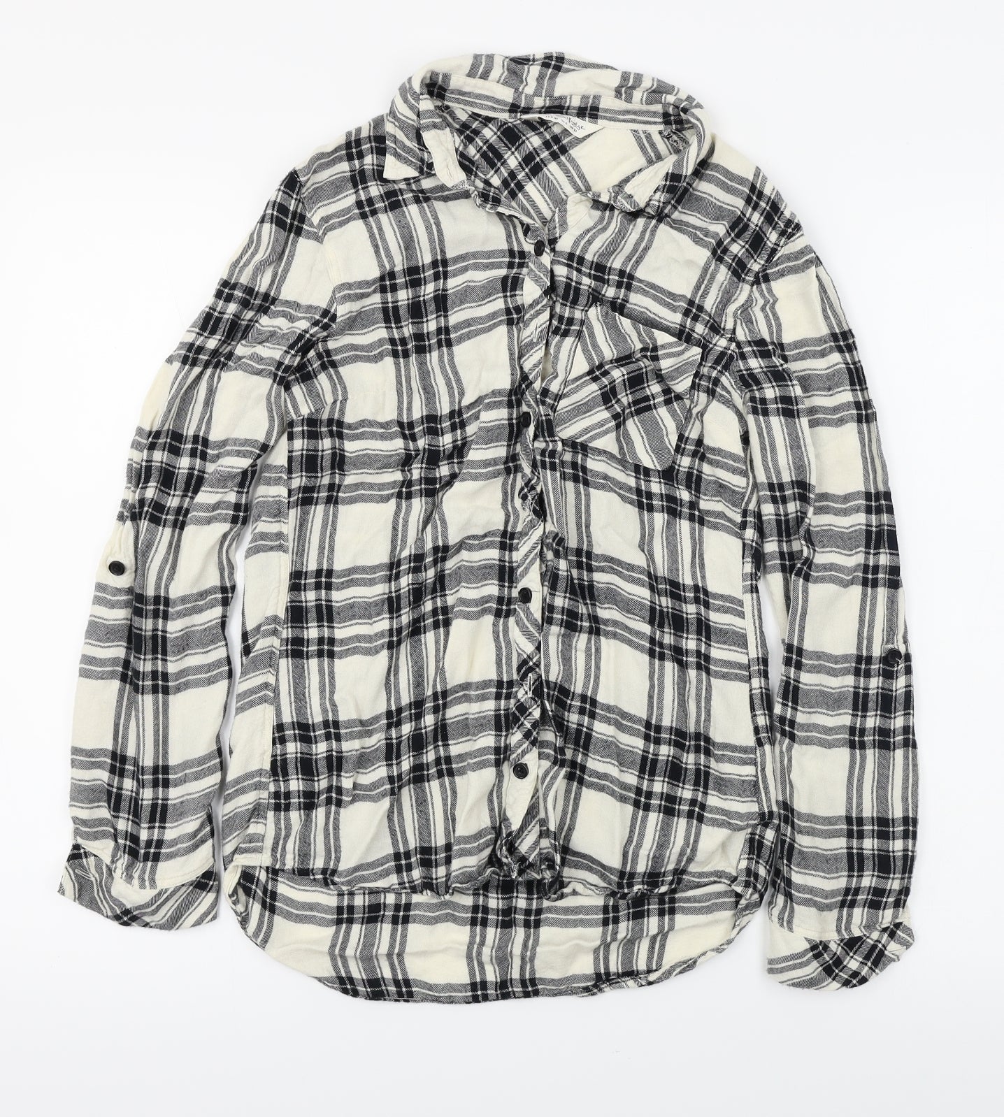 Miss Selfridge Womens Ivory Check  Basic Button-Up Size 10