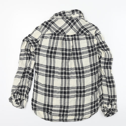 Miss Selfridge Womens Ivory Check  Basic Button-Up Size 10