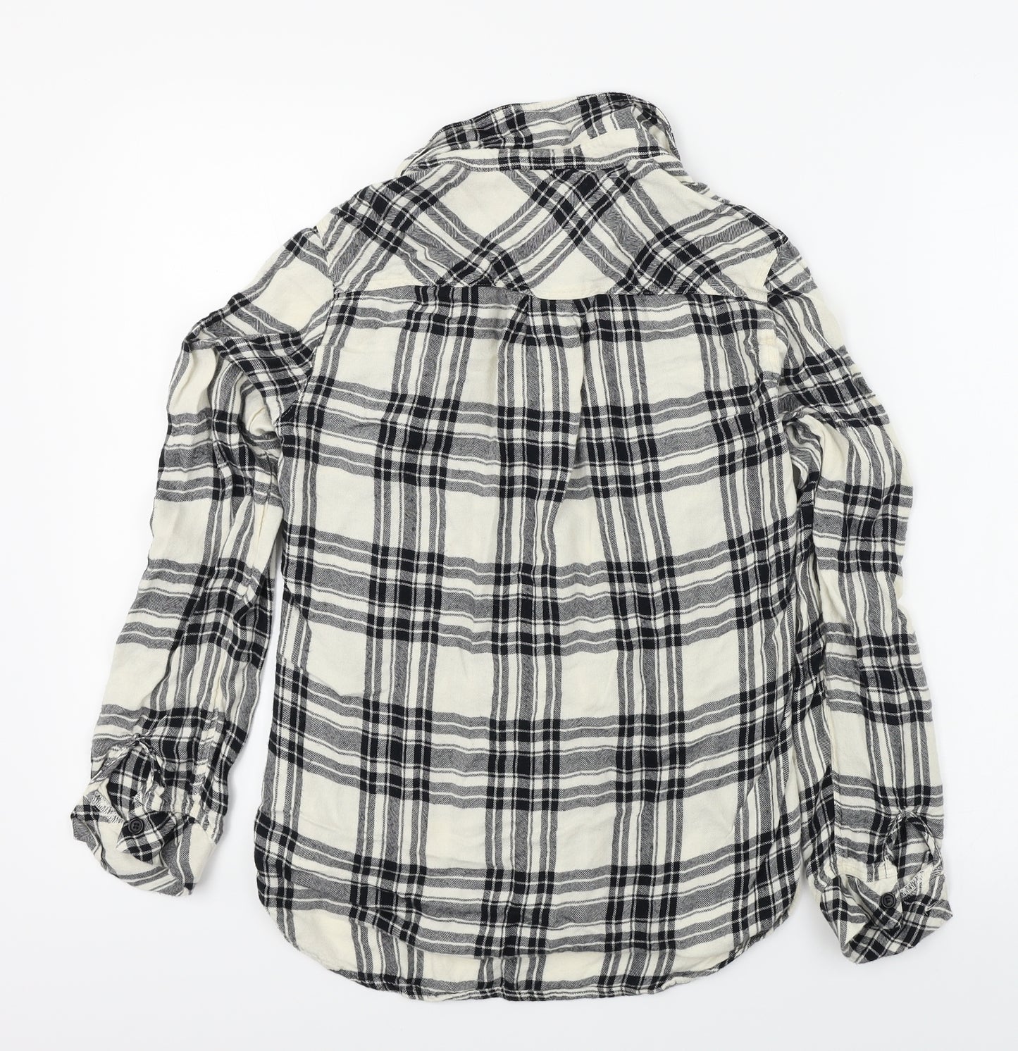 Miss Selfridge Womens Ivory Check  Basic Button-Up Size 10