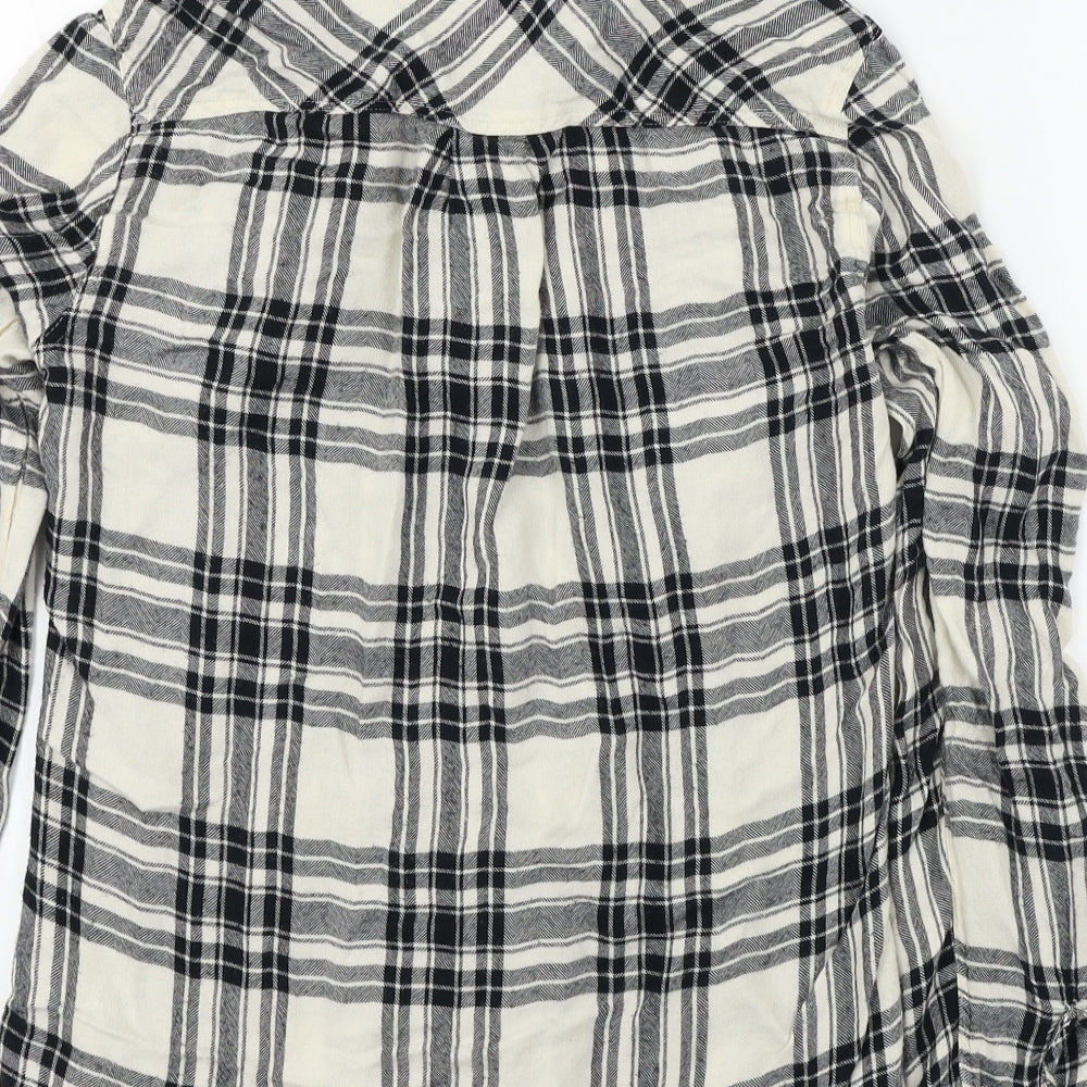 Miss Selfridge Womens Ivory Check  Basic Button-Up Size 10