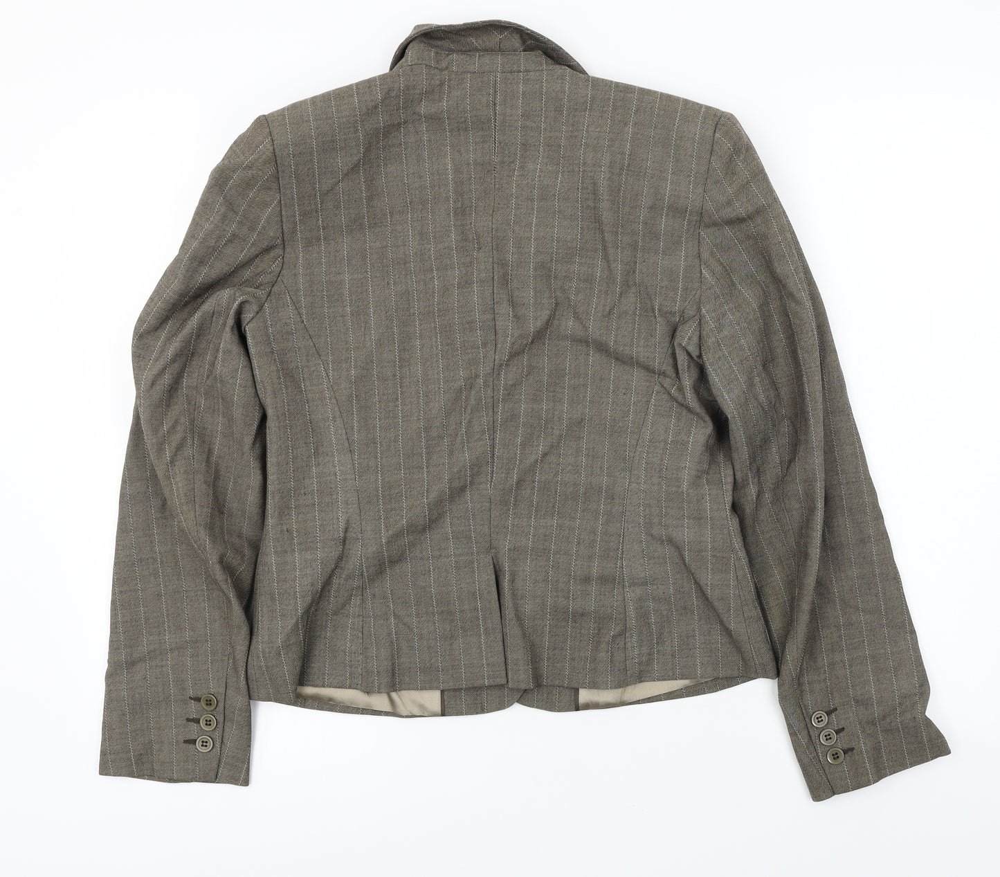 Oasis  Womens Beige Striped  Jacket Blazer Size 14
