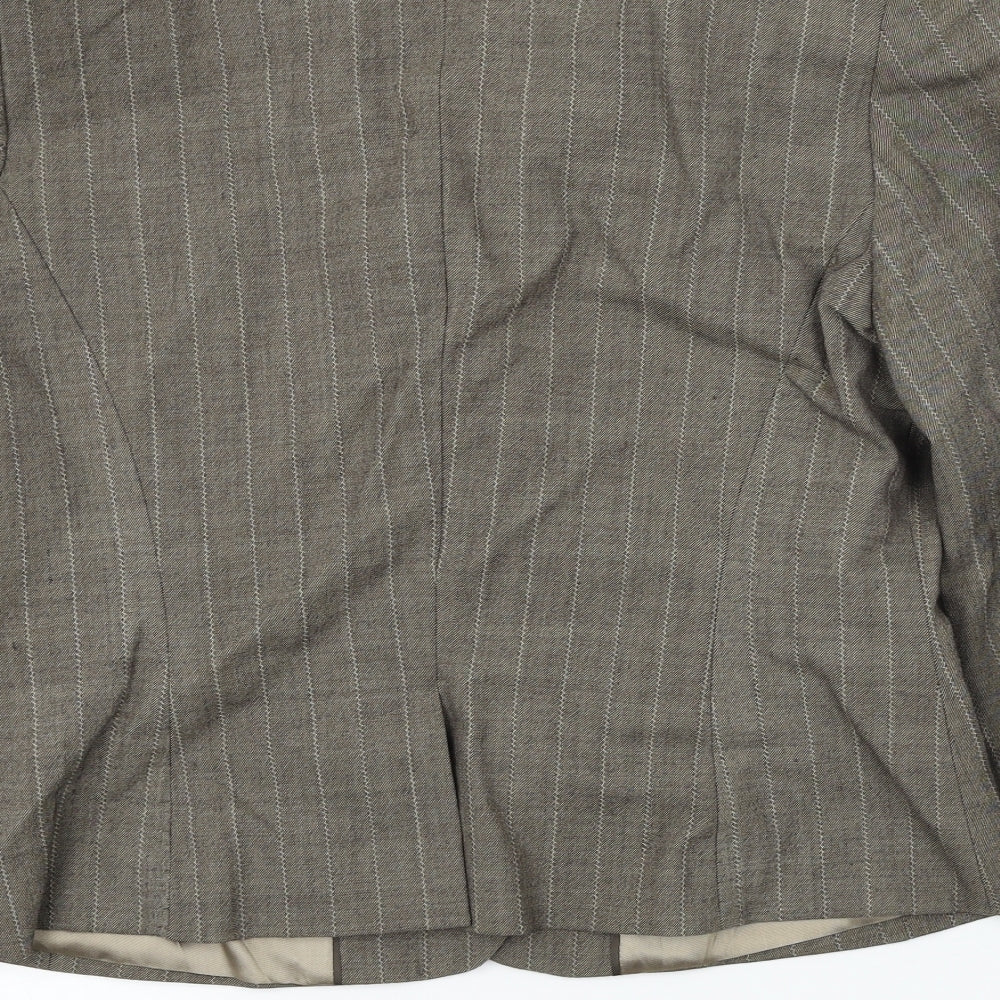 Oasis  Womens Beige Striped  Jacket Blazer Size 14