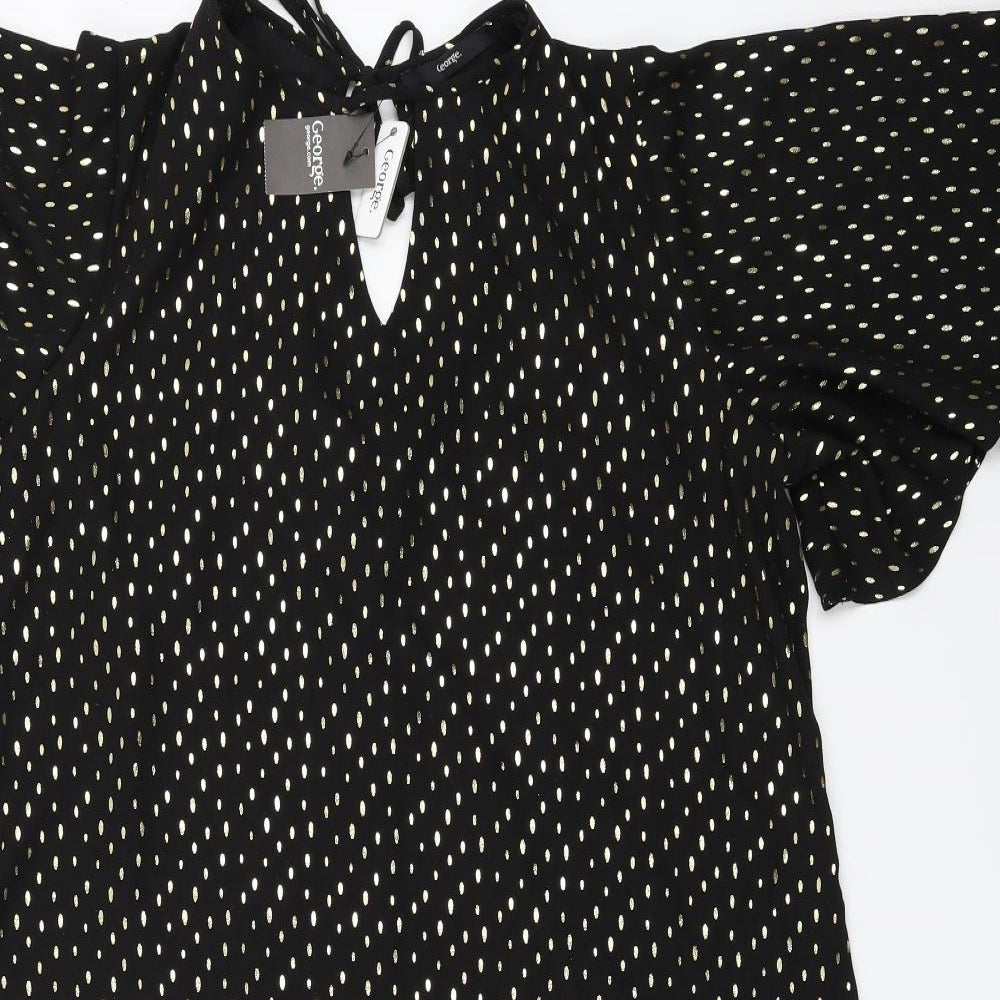 George  Womens Black Polka Dot  A-Line  Size 14