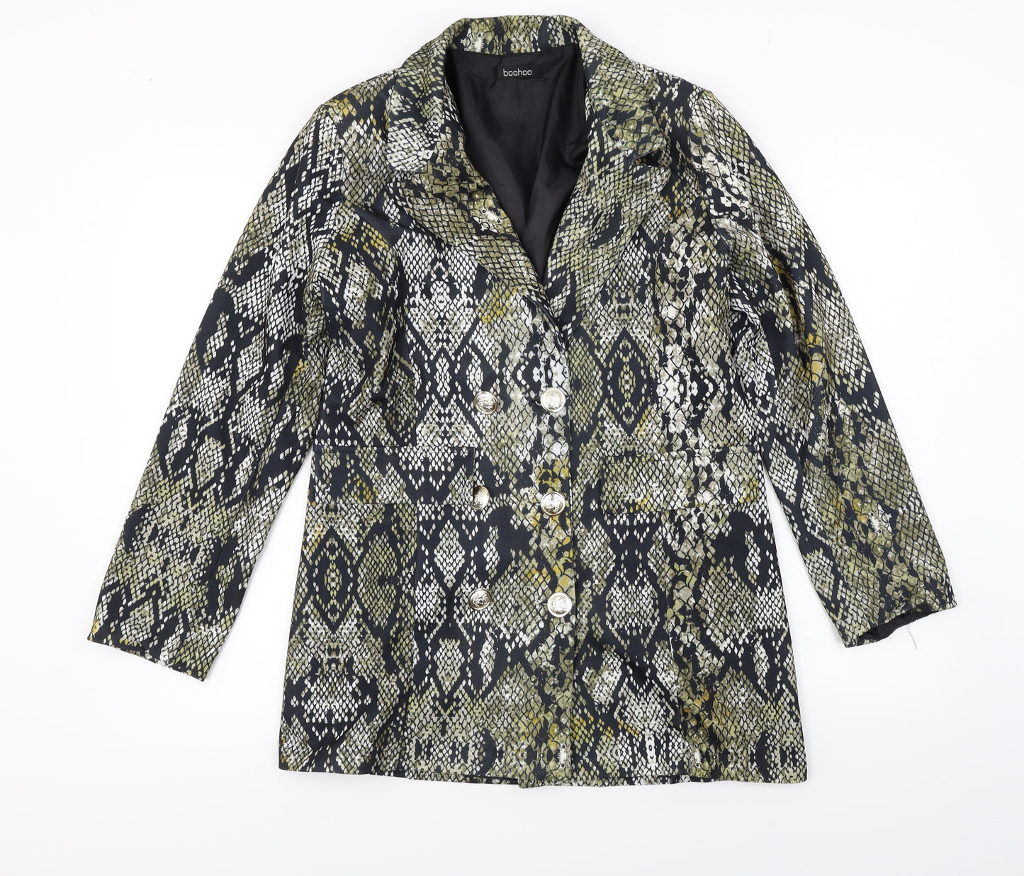 Boohoo  Womens Green Animal Print  Jacket Blazer Size 12