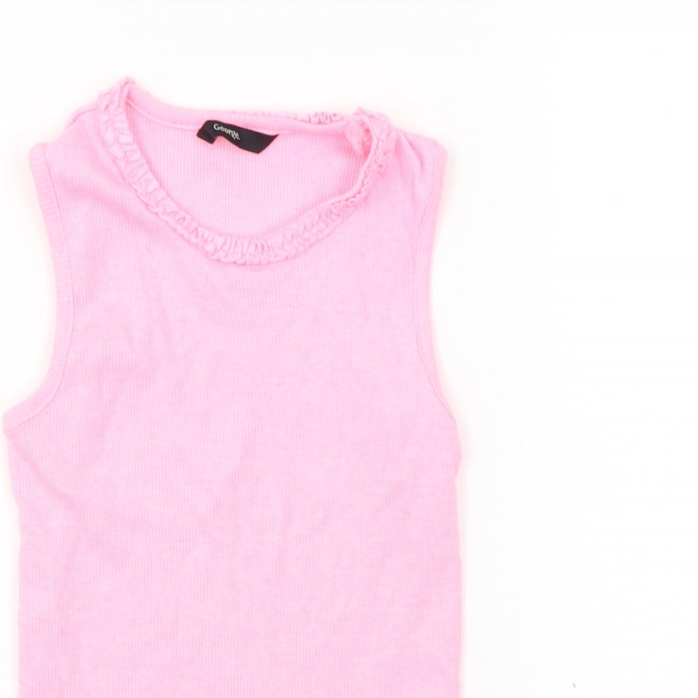 George Girls Pink   Basic T-Shirt Size 7-8 Years