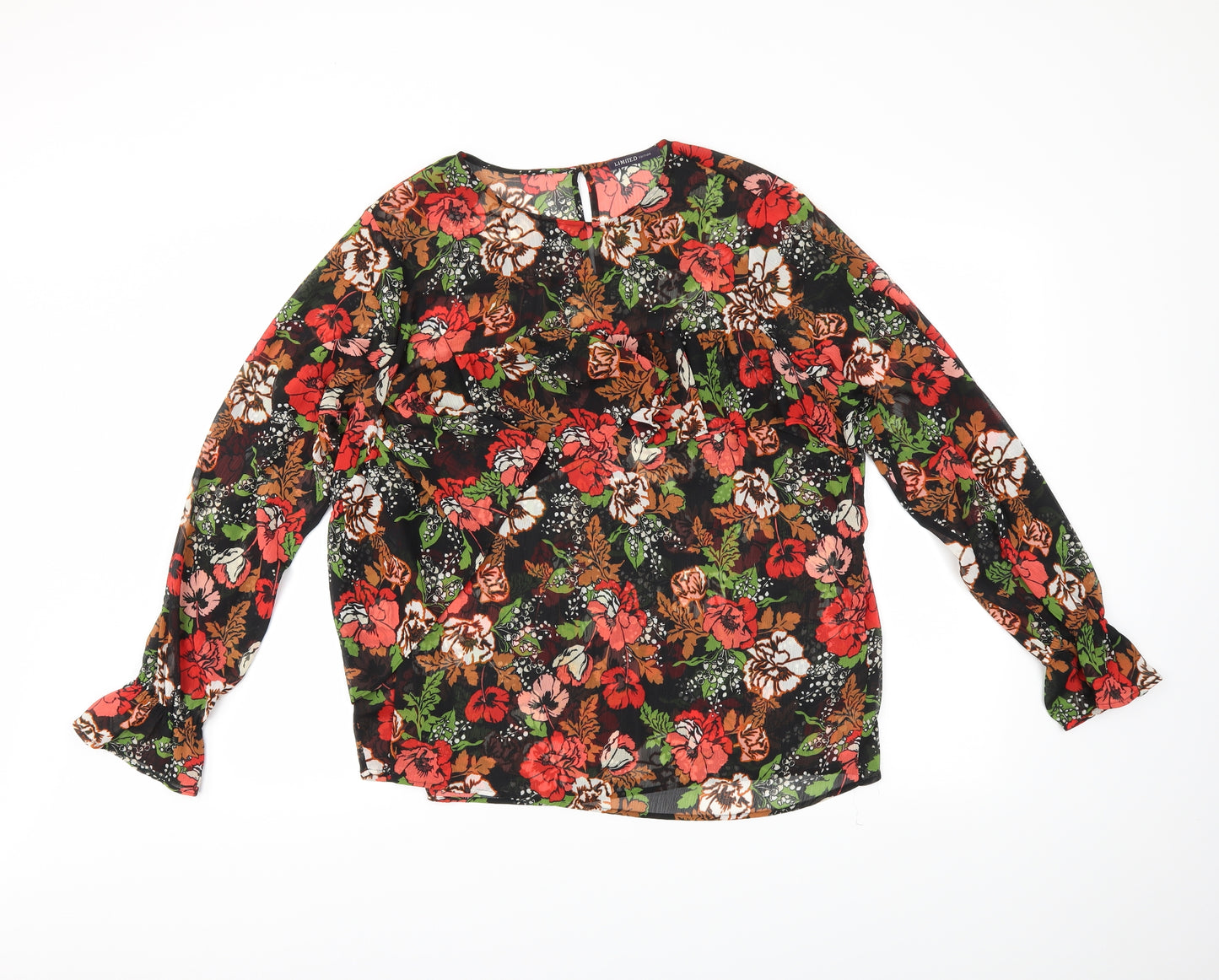 M&S Womens Black Floral  Basic Blouse Size 18