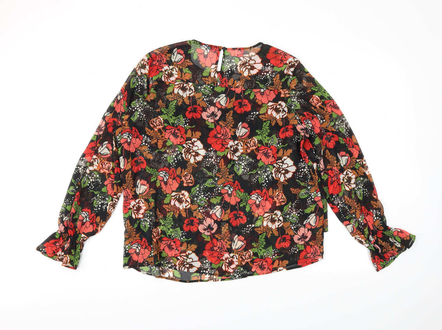 M&S Womens Black Floral  Basic Blouse Size 18