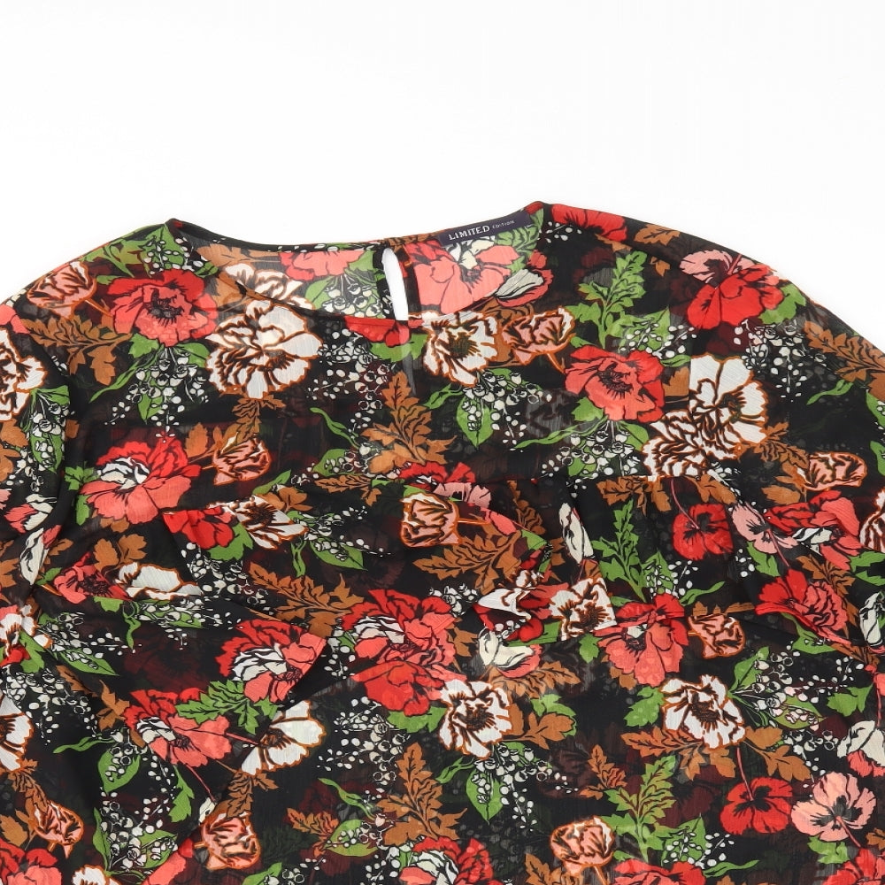 M&S Womens Black Floral  Basic Blouse Size 18