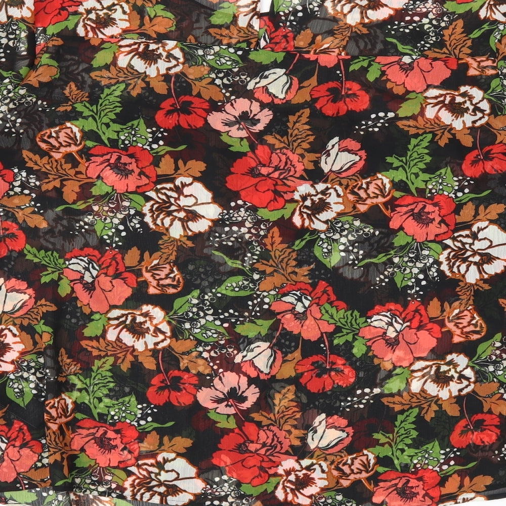 M&S Womens Black Floral  Basic Blouse Size 18