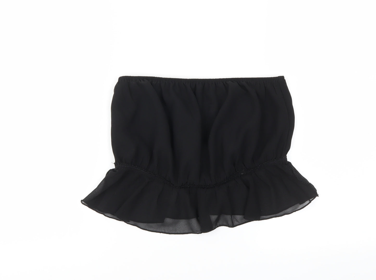 PRETTYLITTLETHING Womens Black   Cropped Blouse Size 10