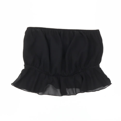 PRETTYLITTLETHING Womens Black   Cropped Blouse Size 10