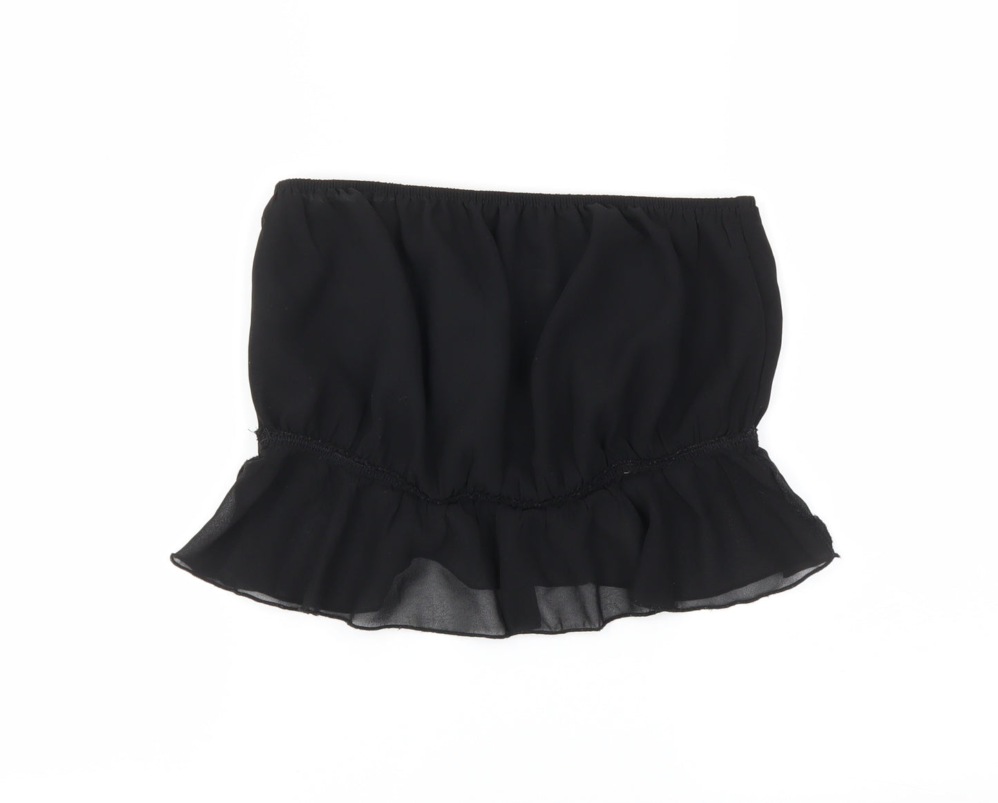 PRETTYLITTLETHING Womens Black   Cropped Blouse Size 10