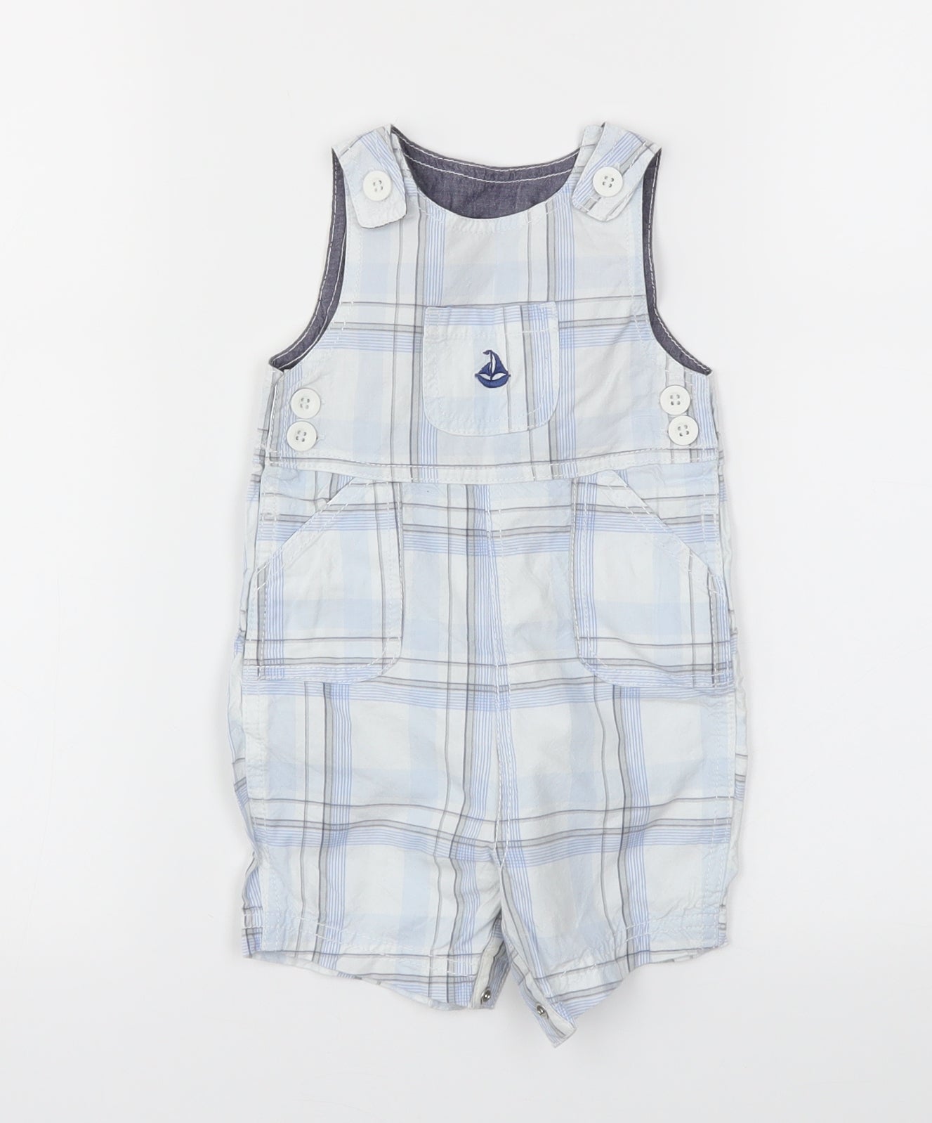 miniclub Boys Blue Plaid  Dungaree One-Piece Size 3-6 Months