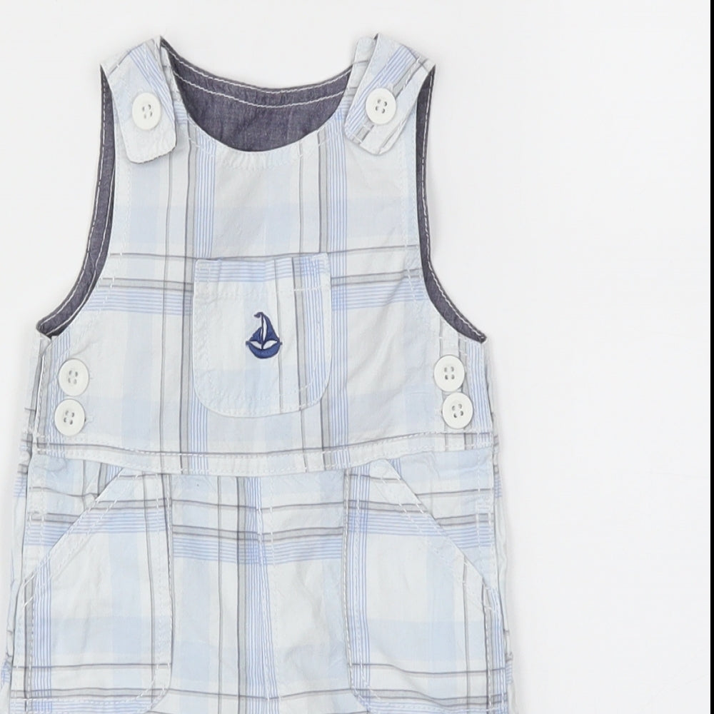 miniclub Boys Blue Plaid  Dungaree One-Piece Size 3-6 Months