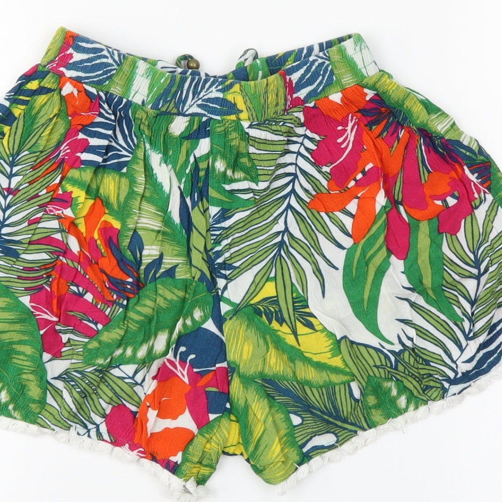 Candy Girls Green Floral  Sweat Shorts Size 9 Years