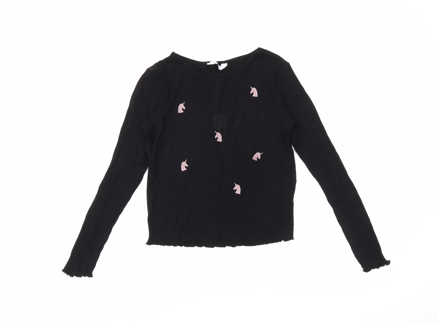 Primark Girls Black   Basic T-Shirt Size 11-12 Years