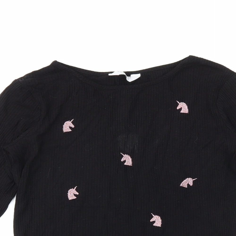 Primark Girls Black   Basic T-Shirt Size 11-12 Years