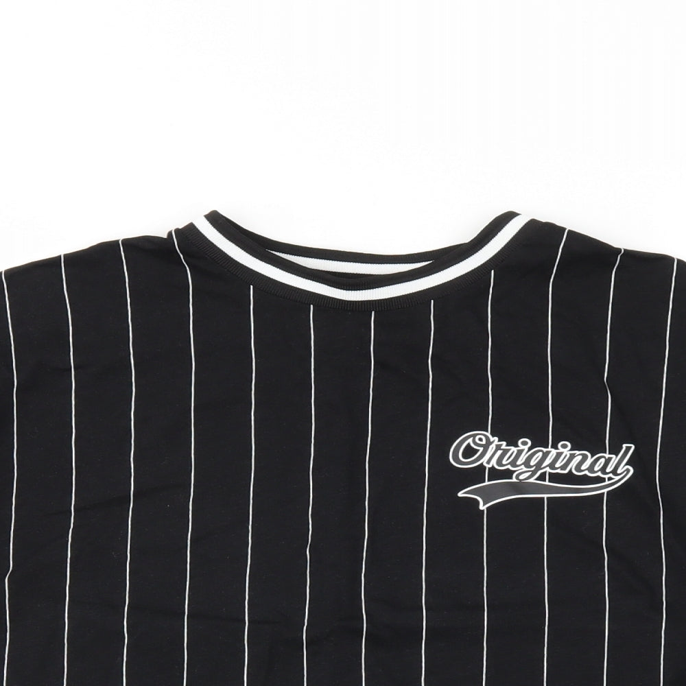 H&M Womens Black Striped  Cropped T-Shirt Size S