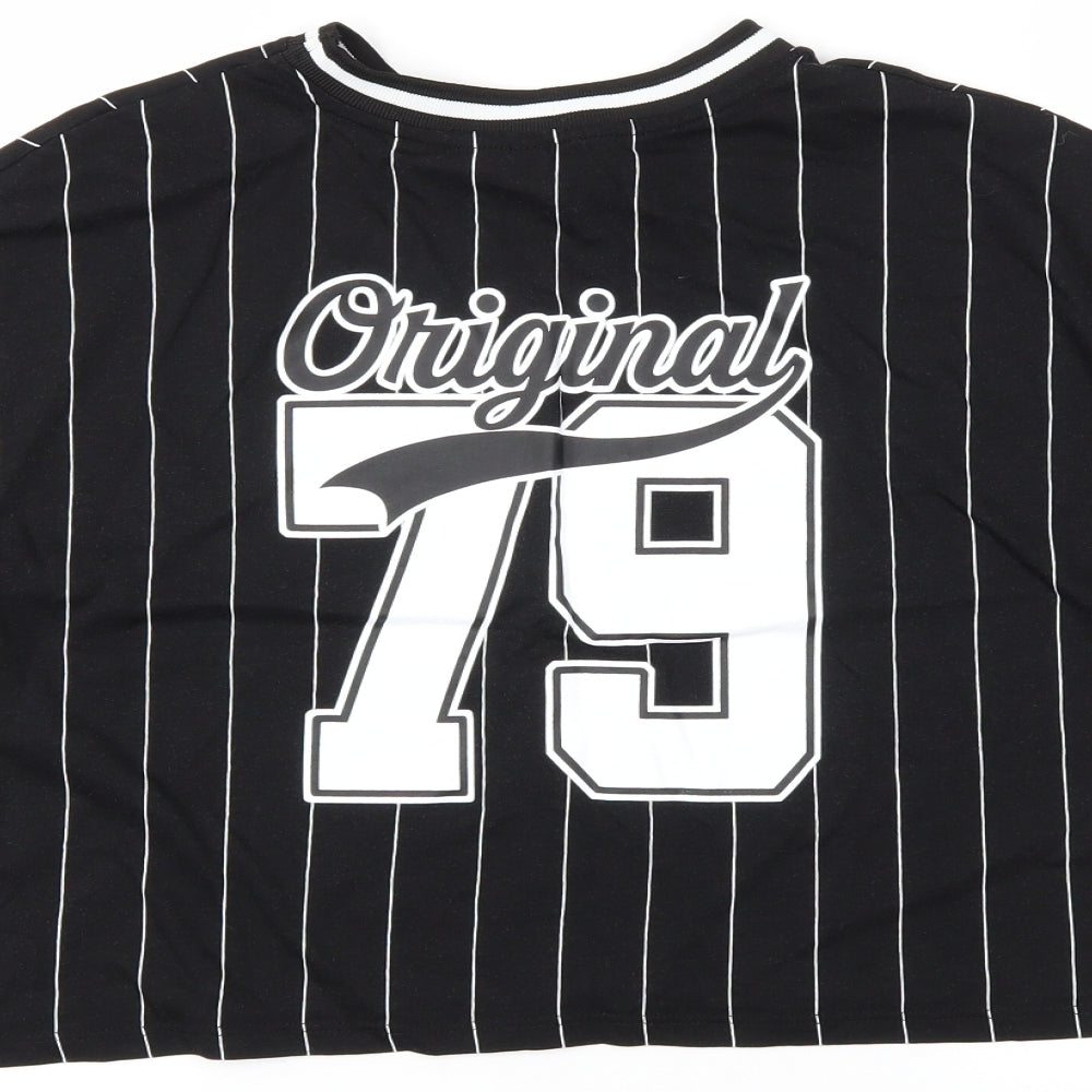H&M Womens Black Striped  Cropped T-Shirt Size S