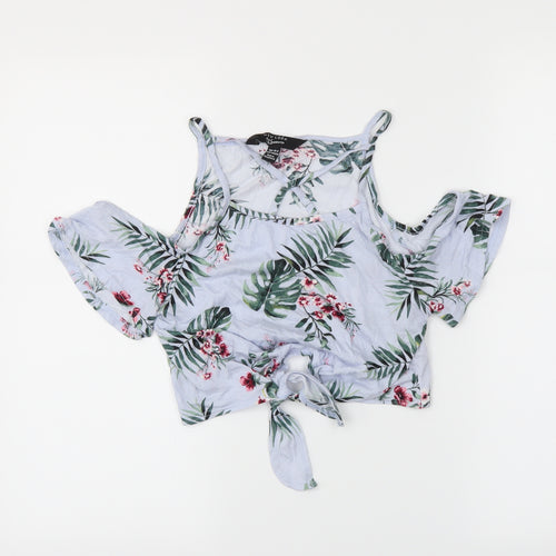 NEWLOOK Girls Blue Floral  Cropped Tank Size 10-11 Years