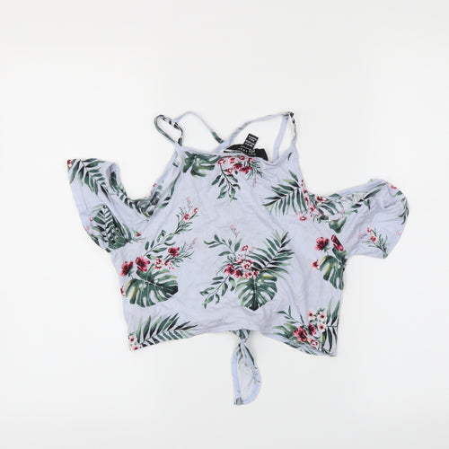 NEWLOOK Girls Blue Floral  Cropped Tank Size 10-11 Years