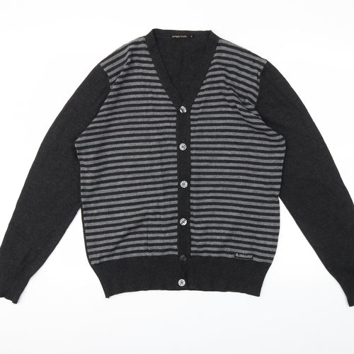 simple truth Womens Black Striped  Cardigan Jumper Size 2XL
