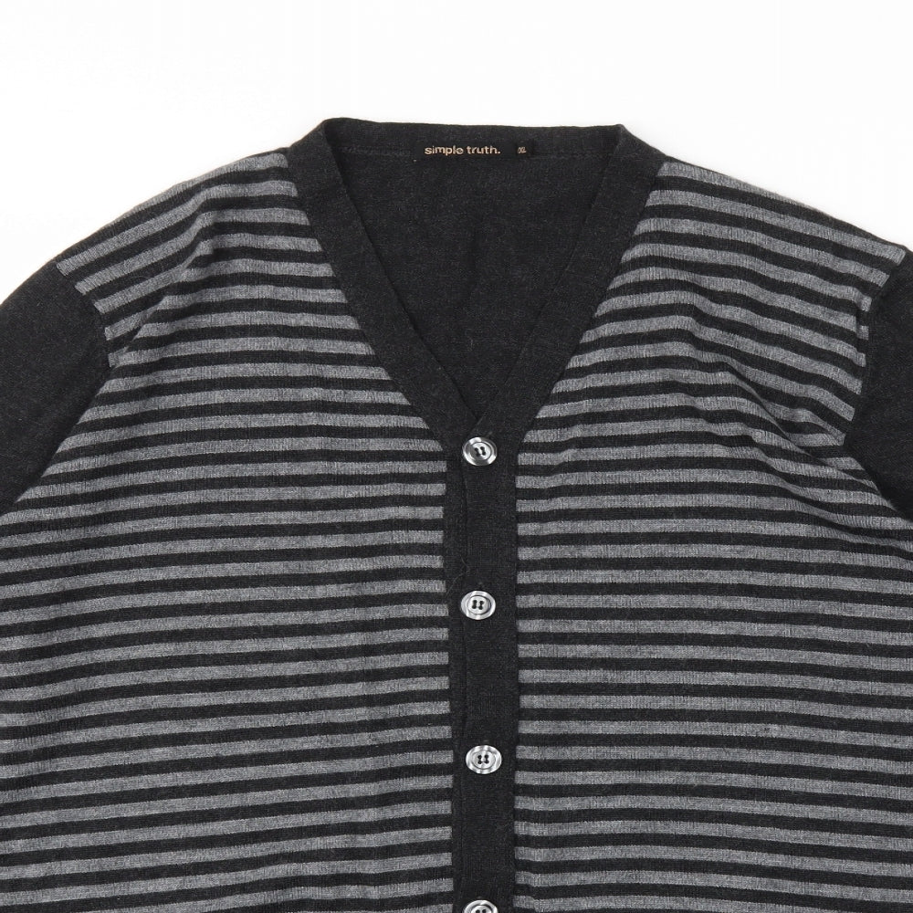 simple truth Womens Black Striped  Cardigan Jumper Size 2XL