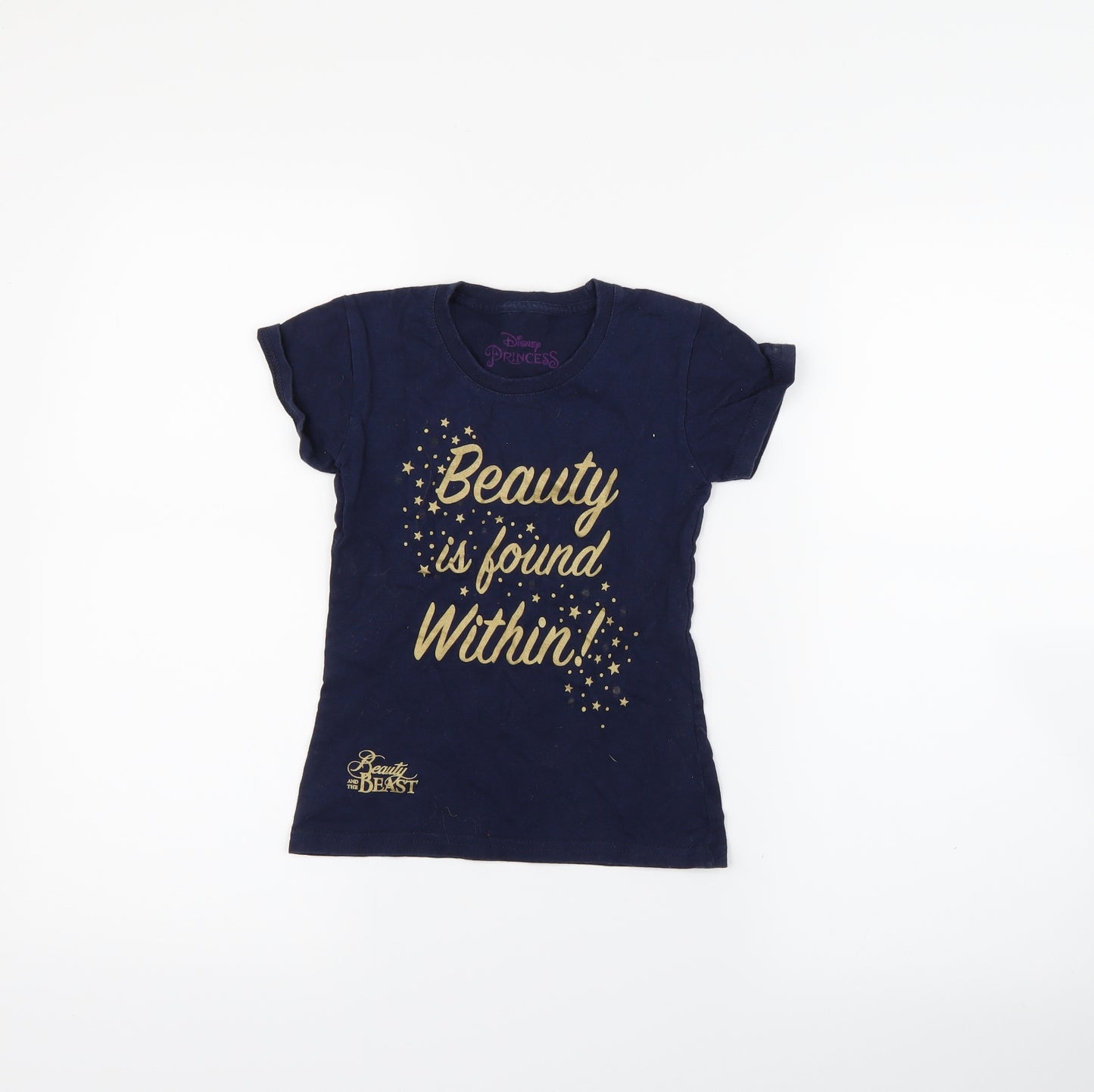 Preworn Girls Blue   Basic T-Shirt Size 5-6 Years  - disney princess