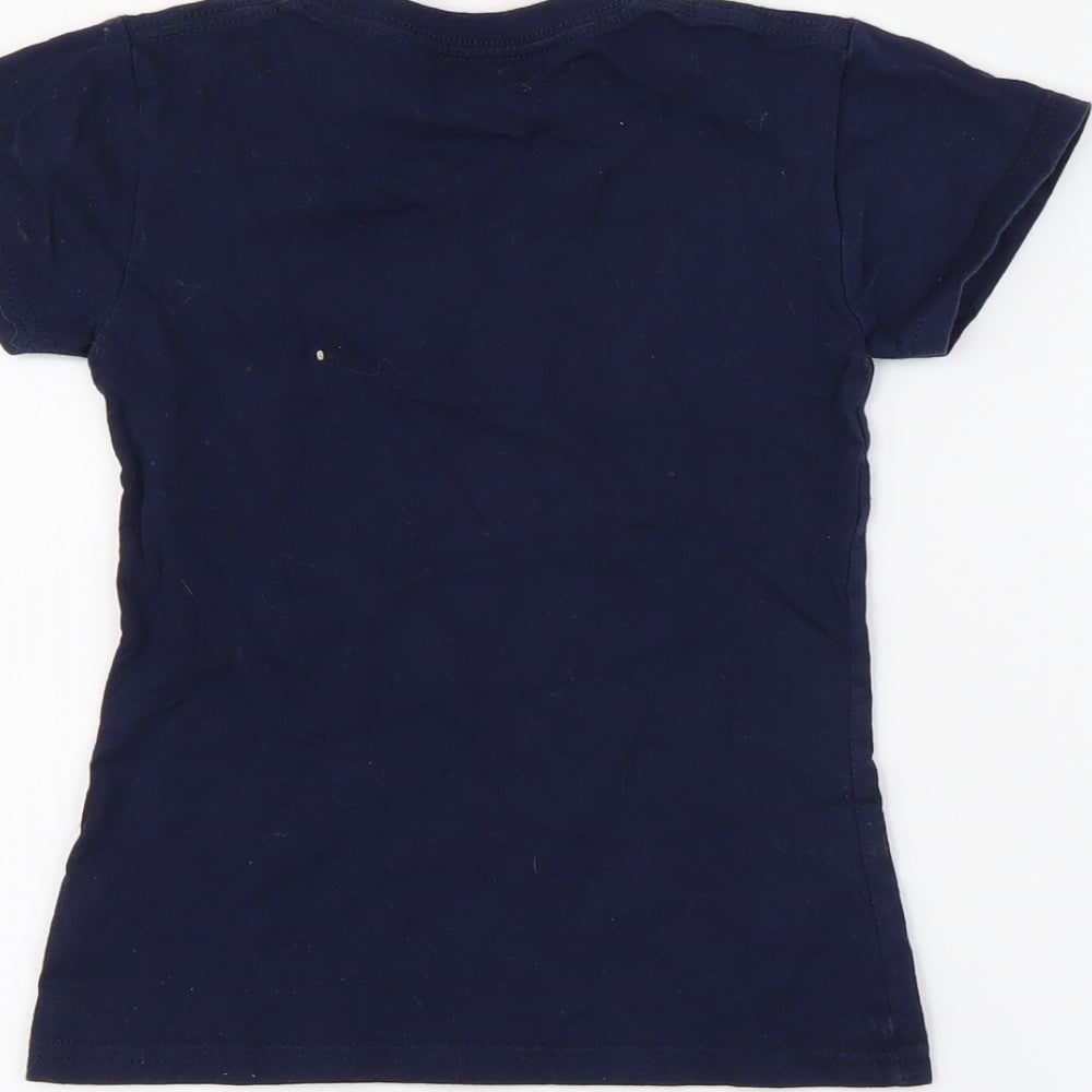 Preworn Girls Blue   Basic T-Shirt Size 5-6 Years  - disney princess