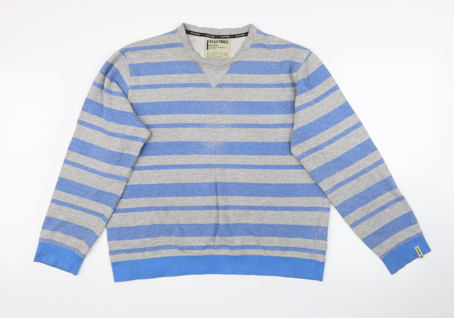 resistance Mens Blue Striped  Pullover Jumper Size L